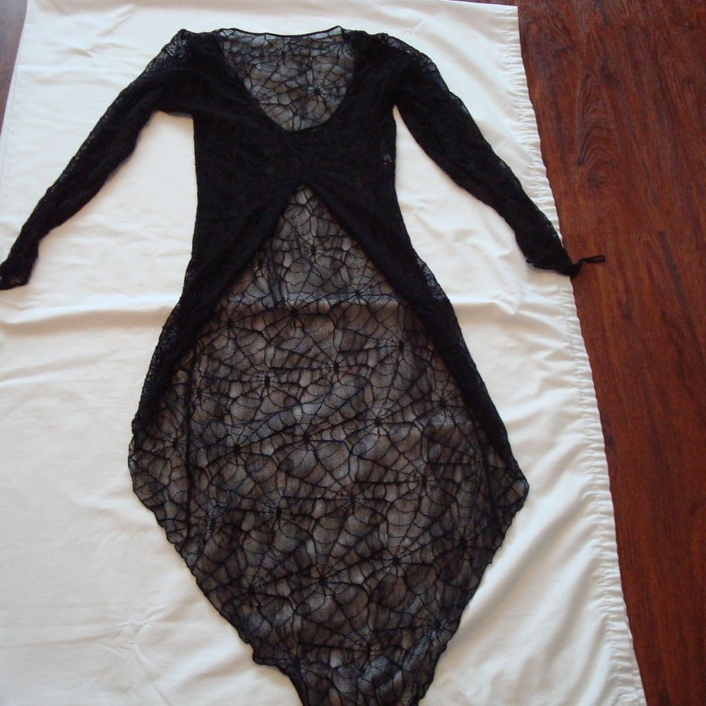 Music Legs Spider web long sleeved dress with shorts NWT